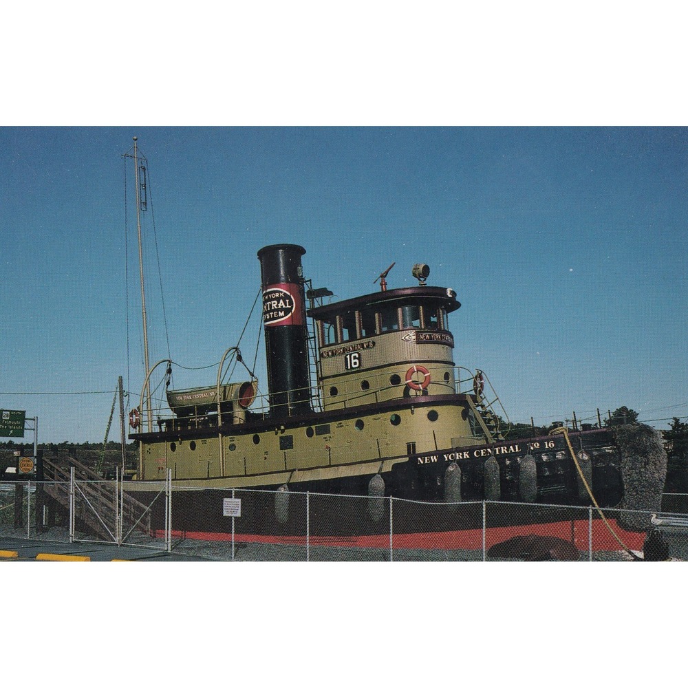 New York Central No 16 Tugboat Buzzards Bay MA Postcard Chrome Nautical Railroad